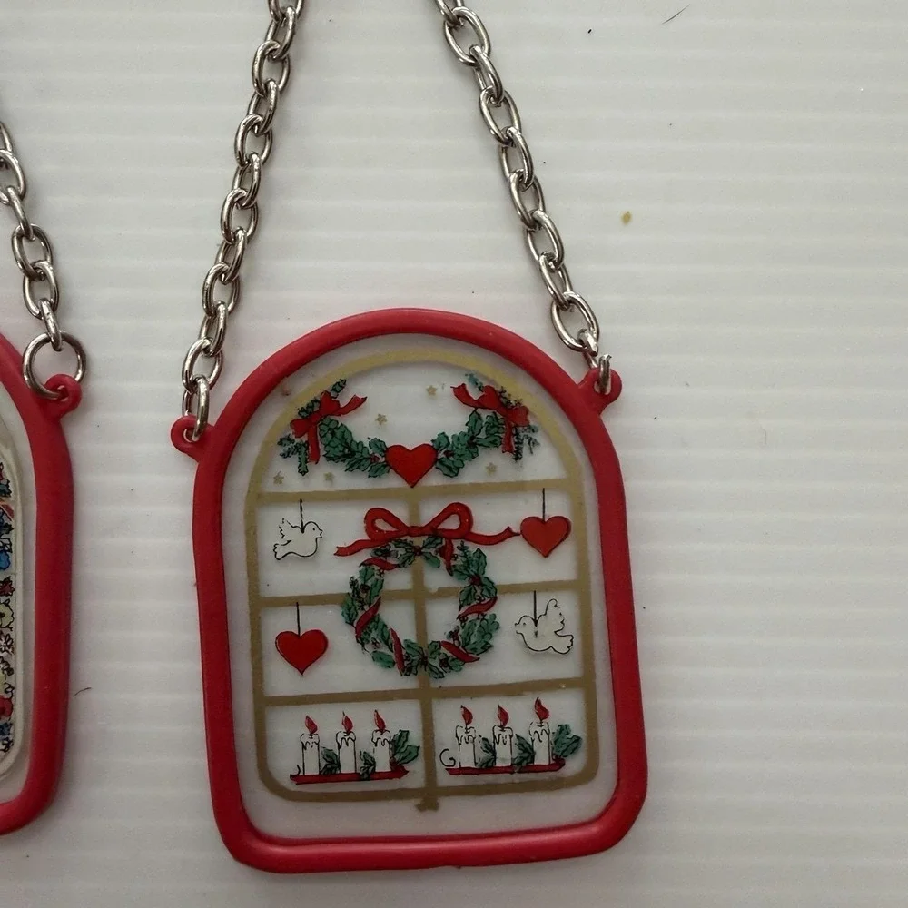 Vintage 80s Christmas Ornaments Sun-catchers Angels Tree Wreath Set Of 3